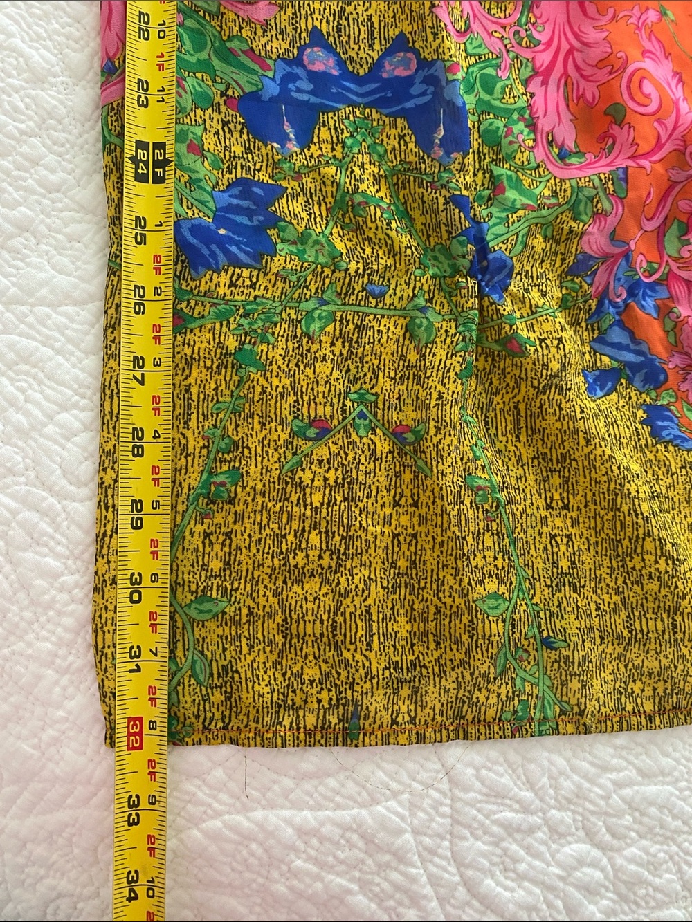 AKIRA Coral Pink & Orange Bohemian Floral wide leg pants with back zipper - Picture 7 of 10